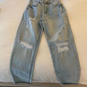 Distressed Light Wash Boyfriend Jeans